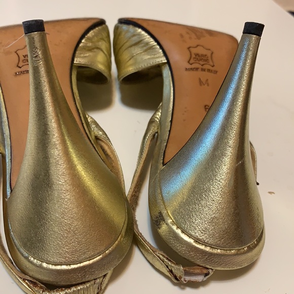 ANNE KLEIN GOLD FOIL LEATHER Heels SHOES MADE IN ITALY LEATHER SZ 6 METALLIC - Picture 8 of 13